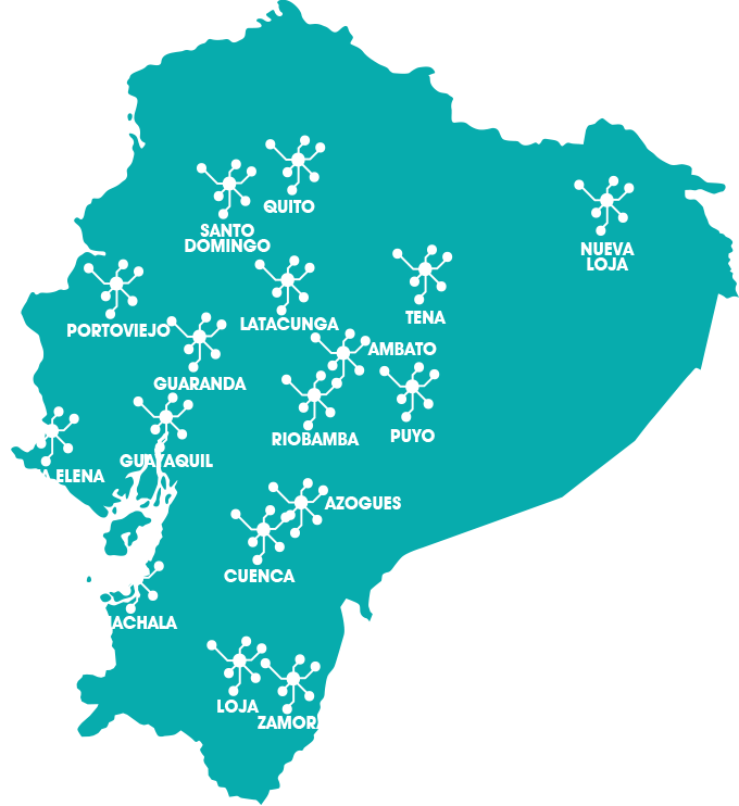 Mapa de cobertura CUBONET en Ecuador